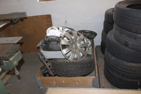 Pallet with various wheel covers