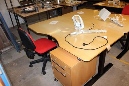 El Steh- / Sitz-Schreibtisch + Schublade + Stuhl Lampe