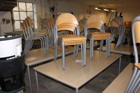 Tabelle 180 x 100 x 70 cm mit 8 Stühlen