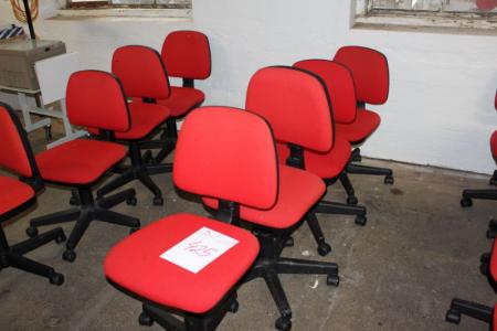 4 red office chairs