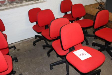 4 red office chairs