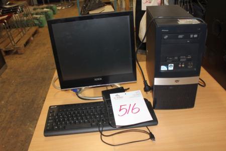 PC HP + Xerox skærm + tastatur 