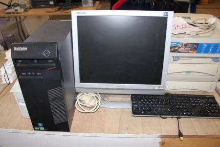 PC, ThinkCentre + screen Medion + keyboard + Brother printer, not tested