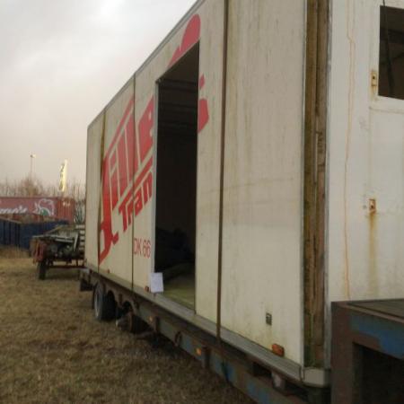 Isolated box previously refrigerator truck, damaged L 7.70 m B 2.55 m H 2.95 m