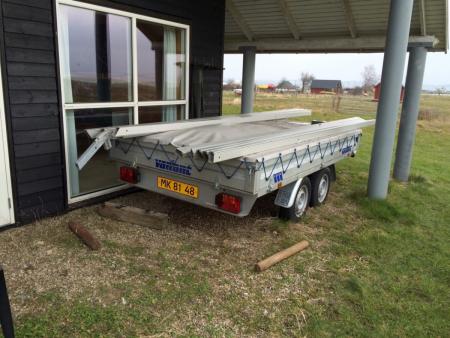 Trailer, Variant, Jahrgang 2006 ehemalige reg Nr. MK 8148, boggietrailer mit einem Gesamtgewicht von 1400 kg. und Nutzlast von 1025 kg. Ladstørrelse 310 x 170 cm.