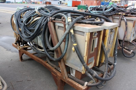 AGA  LOT: (3) WELDING RECTIFIERS, With Cables, In Steel Lifting Stillage