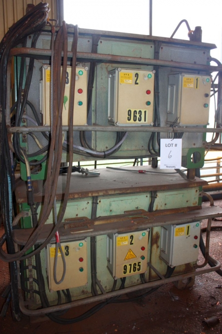 Svejsetransformer, 2 x 3 enheder, AGA 100-700 amp. Indføringskabel tilhører strømfordelingstavle (internt no 9631 + 9765)