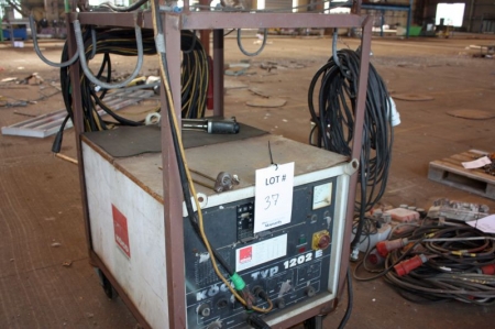 Stud welding, Köco type 1202 E in steel frame on wheels. Welding cables. Disconnecting-Switch Panel, 220 volt
