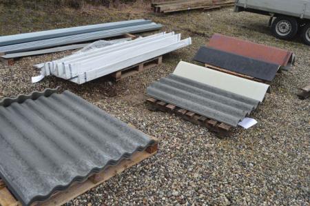 2 pallets residues in corrugated asbestos cement sheets and rooftops: 8 pcs. without hole and cutting + 2. with hole and cut approximately + 7 rooftops, Assorted