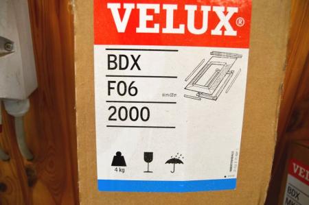 Velux roof windows flashing, labeled BDX F06 66x118 cm, 2000. unused in original packaging