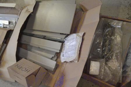 Pallet with parts for high cabinet, kitchen and so on. Unused in original packaging