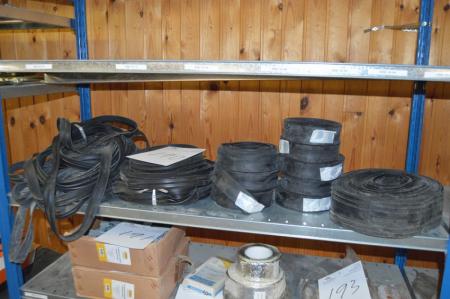 Content on the shelf in steel shelving: Various rubber strips