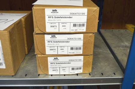 3 kasser Monier RFS sidefalsbinder ø2mm EN 1.4310 á 500 stk.
