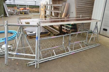 2 x folding scaffolding with 2 pcs. walkway, 3 meters, Jumbo + 2. struts + 2. Extenders + 2. folding scaffold, low