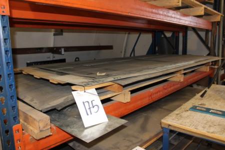 Various steel plates on the shelf in pallet racking