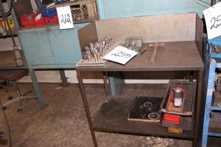 Steel table with machine vise and cutter