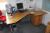 El Steh- / Sitz-Schreibtisch + Stuhl + Schublade