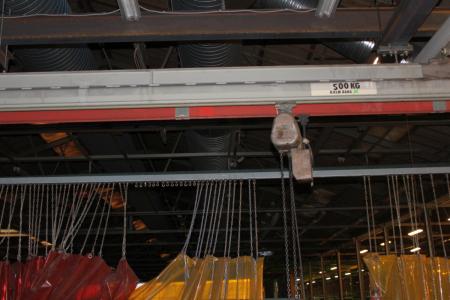 Traverskran with GIS electric hoist 500 kg tighten around 3 meters incl. Tracks about 30 meters
