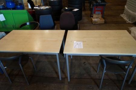 2 borde + 3 stole og 2 kontorstole
