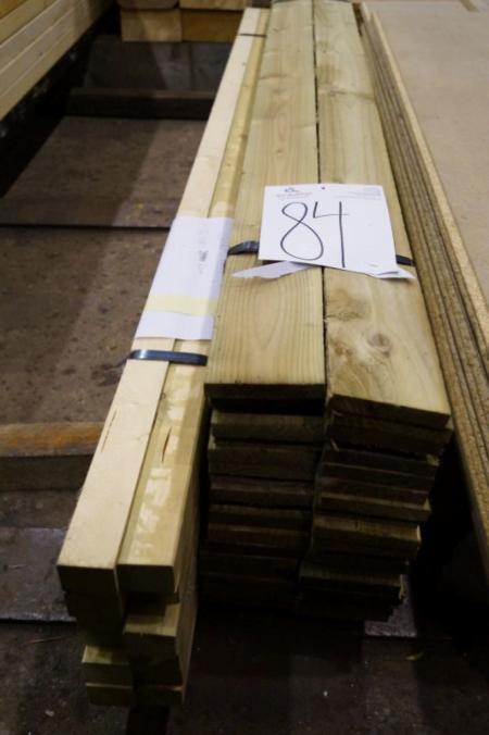 Lister 45 x 37 mm, 12 pcs. 2.0 m. Planks trykimp. 16 x 100 mm, 36 pcs. 1.8 m