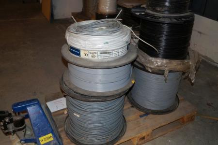 Pallet with flat cable installation cable, signal cable and telephone cable