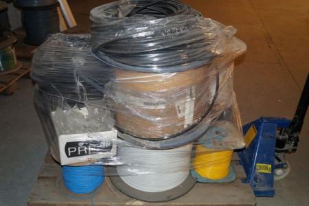 Pallet with various telephone and machine cable