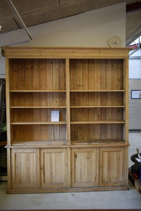 1 piece. pine sideboard with freestanding wall cupboard, B 220 x H 255 cm