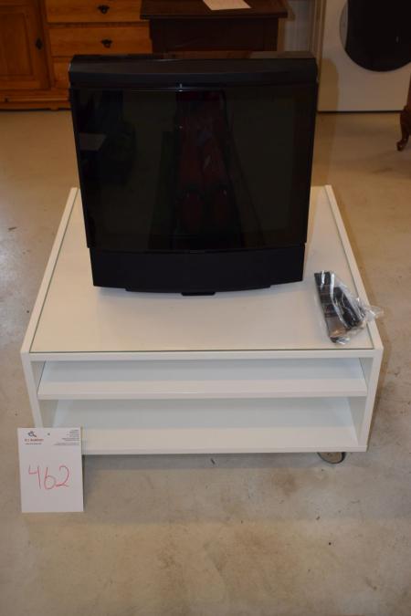 1 Stck. TV-Tisch mit Glas + TV, mrk. B & O BeoVision MX4000 + Wandhalterung für TV