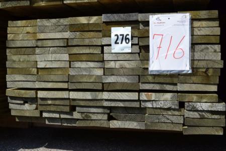 Vendbare trykimprægneret terassebrædder høvlet mål 28 X 145 mm lange længder. 62 m²