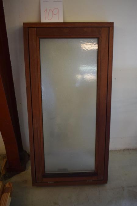 Mahogany window with raw glass, B 58.8 x h 118.8 cm (unused)