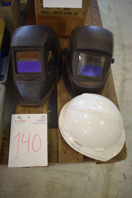 2 pcs. welding helmets, mrk. Würth + 2. safety helmets