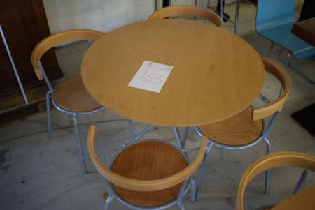 1 piece. Round Table, Ø90cm. 4 chairs included