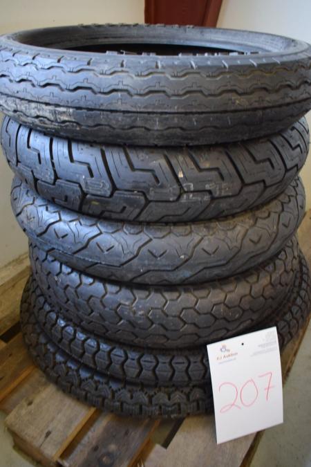 6 pieces. ubrugtre tires for MC. 3 pieces. Goodyear + 3 pcs. Dunlop