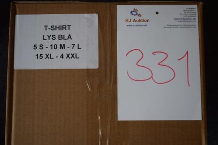 Firmatøj uden tryk ubrugt: 40 stk. rundhalset T-shirt, Lys blå , 100% bomuld .  5 S - 10 M - 7 L -15 XL - 4 XXL