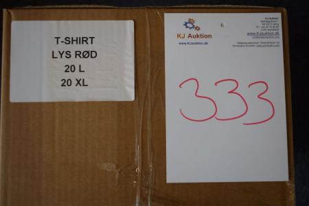 Firmatøj uden tryk ubrugt: 40 stk. rundhalset T-shirt, lys rød,  100%  bomuld . 20 L - 20 XL