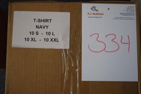Firmatøj uden tryk ubrugt: 40 stk. rundhalset T-shirt, Lys blå , 100% bomuld . 10 S - 10 M - 10 L - 10 XL