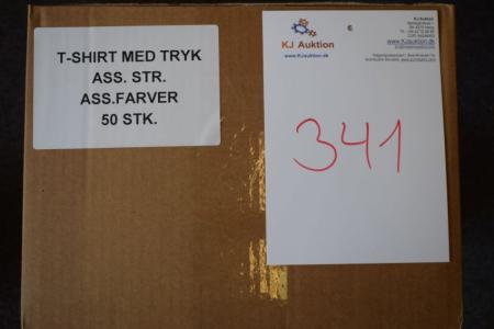 Firmatøj MED tryk ubrugt: 50 stk. ass. T-shirt MED tryk, ass. Farver , ass. Str.