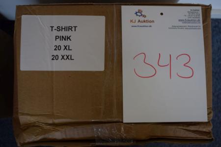 Firmatøj uden tryk ubrugt:  40 stk. t-shirt , pink , rundhalset , 100% bomuld , 20 XL - 20 XXL