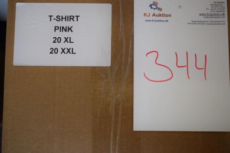 Firmatøj uden tryk ubrugt:  40 stk. t-shirt , Pink , rundhalset , 100% bomuld , 20 XL - 20 XXL