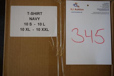 Firmatøj uden tryk ubrugt: 40 stk. rundhalset T-shirt, Navy ,  100%  bomuld . 10 S - 10 L - 10 XL -10 xx