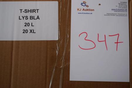 Firmatøj uden tryk ubrugt: 40 stk. rundhalset T-shirt, Lys blå , 100% bomuld . 20 L - 20 XL