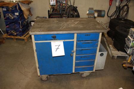 Workshop trolley with drawers and closet