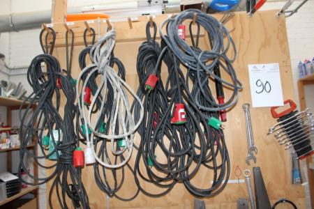 Various cables and saws on wall