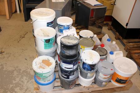 pallet with various paint residues