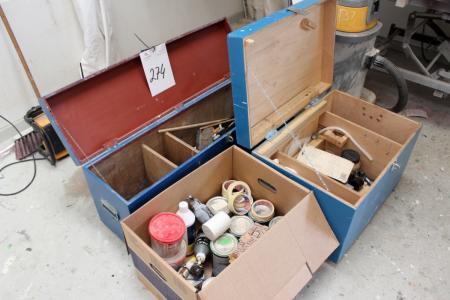 3 toolboxes with assorted painting gear