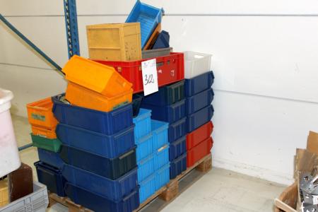 Pallet with plastic boxes
