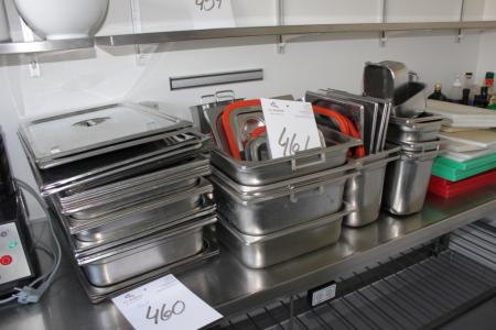 Content on board various serving dishes + chopping boards etc.