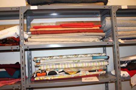 Contents bookcase various rolls of fabric