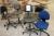 5 pieces. office chairs with footrest + 1. blue office chair