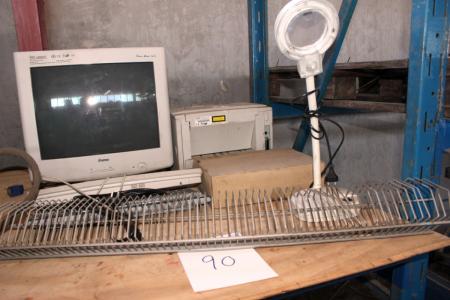 Pc screen + keyboard + magnifier + printer (Stand unknown)